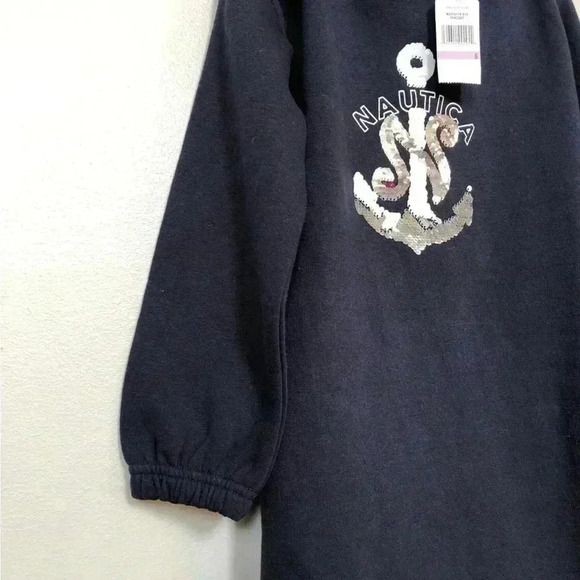 Nautica Girls’ 6Y Sequin Anchor Hooded Sweatshirt Dress - BRAND NEW!! - Picture 4 of 7